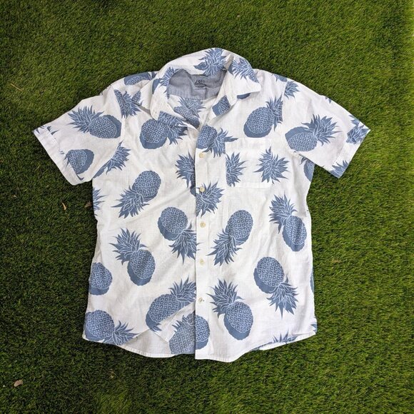 IZOD Saltwater Shirt Men's XXL White Blue Hawaiian Relaxed Classic Button Down - Picture 7 of 7